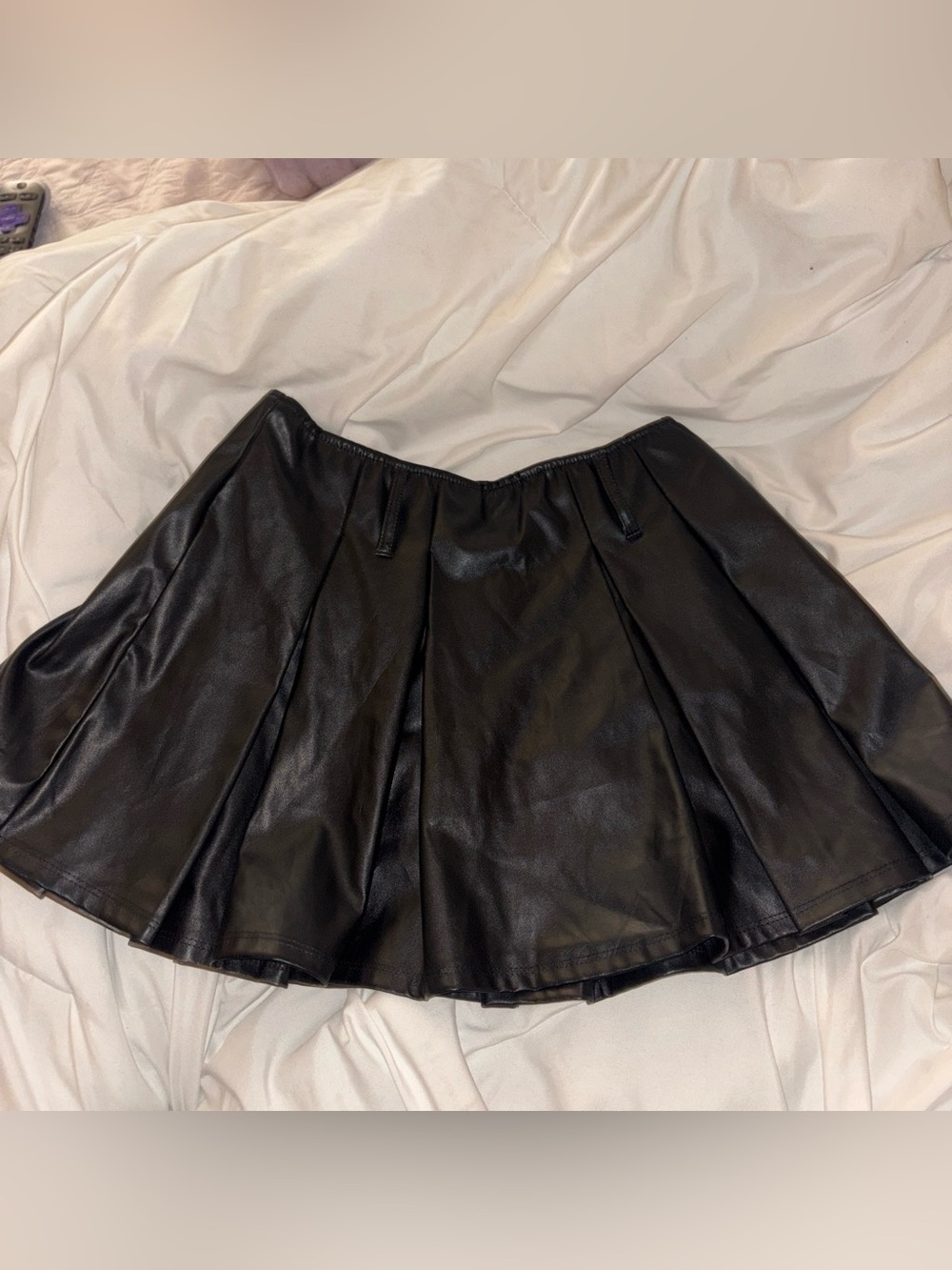 Black Faux Leather Circle Skirt - Women's